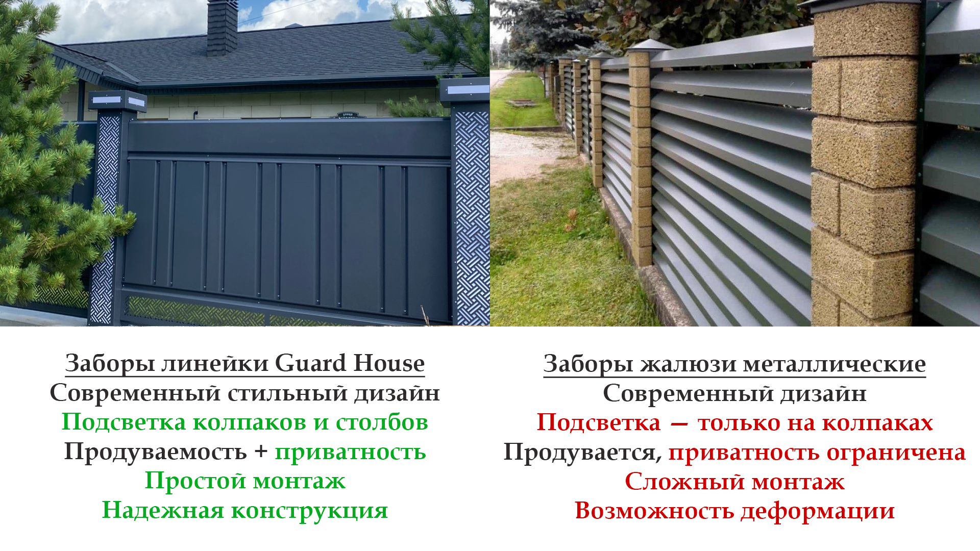 Сравнение с металлическим забором-жалюзи